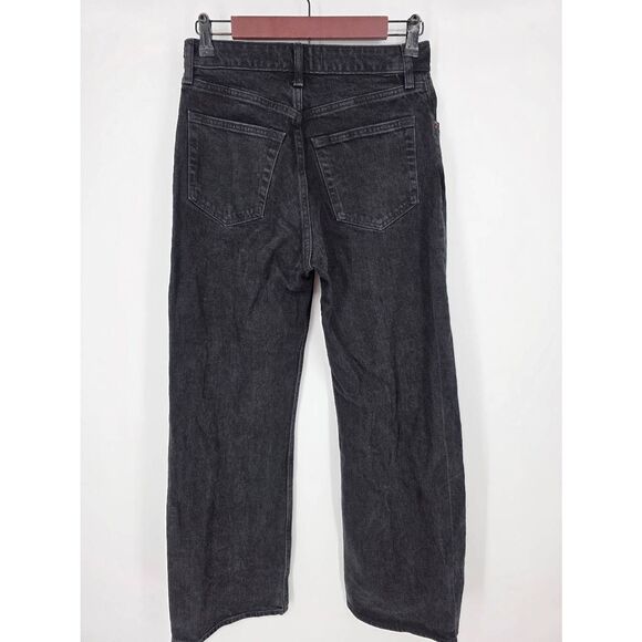 Abercrombie & Fitch women's black 90's relaxed front split hem high rise jeans 4 - Picture 4 of 5